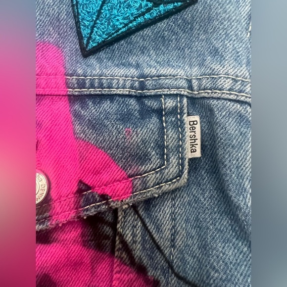 Bershka Jeans Jacket Women Barbie Design XS (0387) - Picture 15 of 16